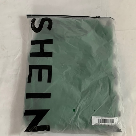 SHEIN Gigot Sleeve Drawstring Back Crop Shirt in Green Size M NWT - Picture 5 of 7